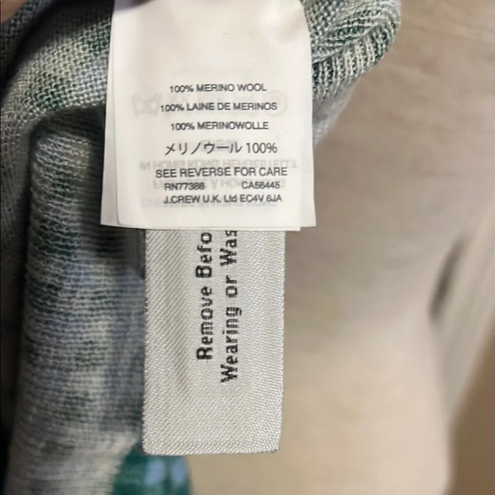 J.Crew Gingham Tippi Green Merino Wool Crew-Neck Lightweight Sweater size S